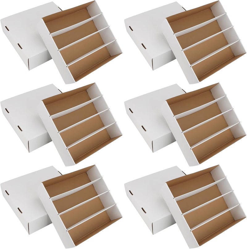 HIMOMO Trading Card Storage Box 3120 Count Collector Cards Box White Sports Card Storage Boxes Card Sorting Tray Cases Cards Collection Trading Cards Box for Soccer Basketball Cards(6 Set) - Image 1